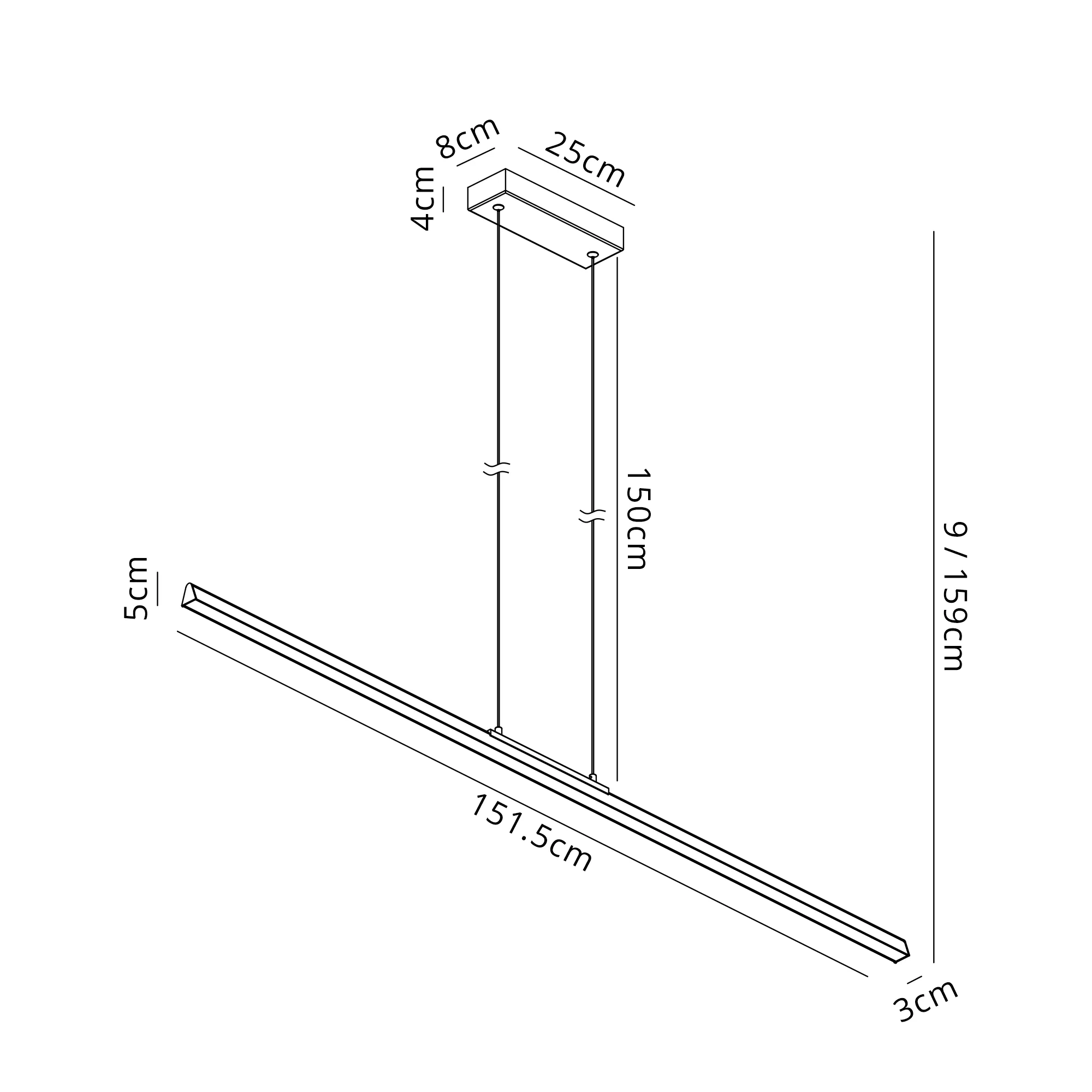 Lineal 1.5m Linear Bi-directional Pendant 54W LED 3000K Sand White M8959  Mantra Lineal Bi-directional